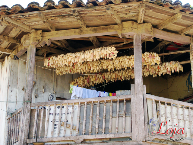 Corredores de las viviendas sirven para secar el maíz